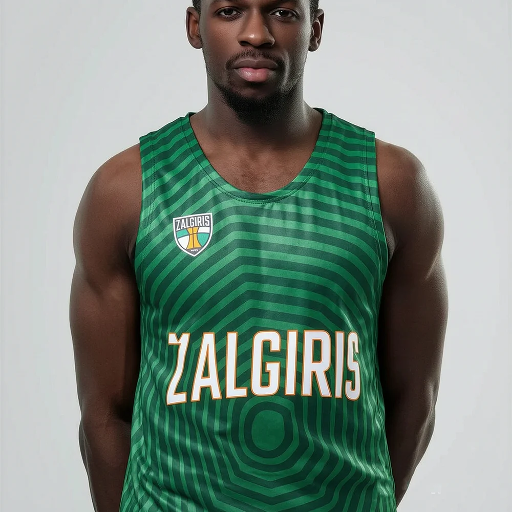 Lithuania Unisex Žalgiris Kaunas Basketball Jersey Vest Quick-Drying Sports Training Top for Children Special Match Day Gear