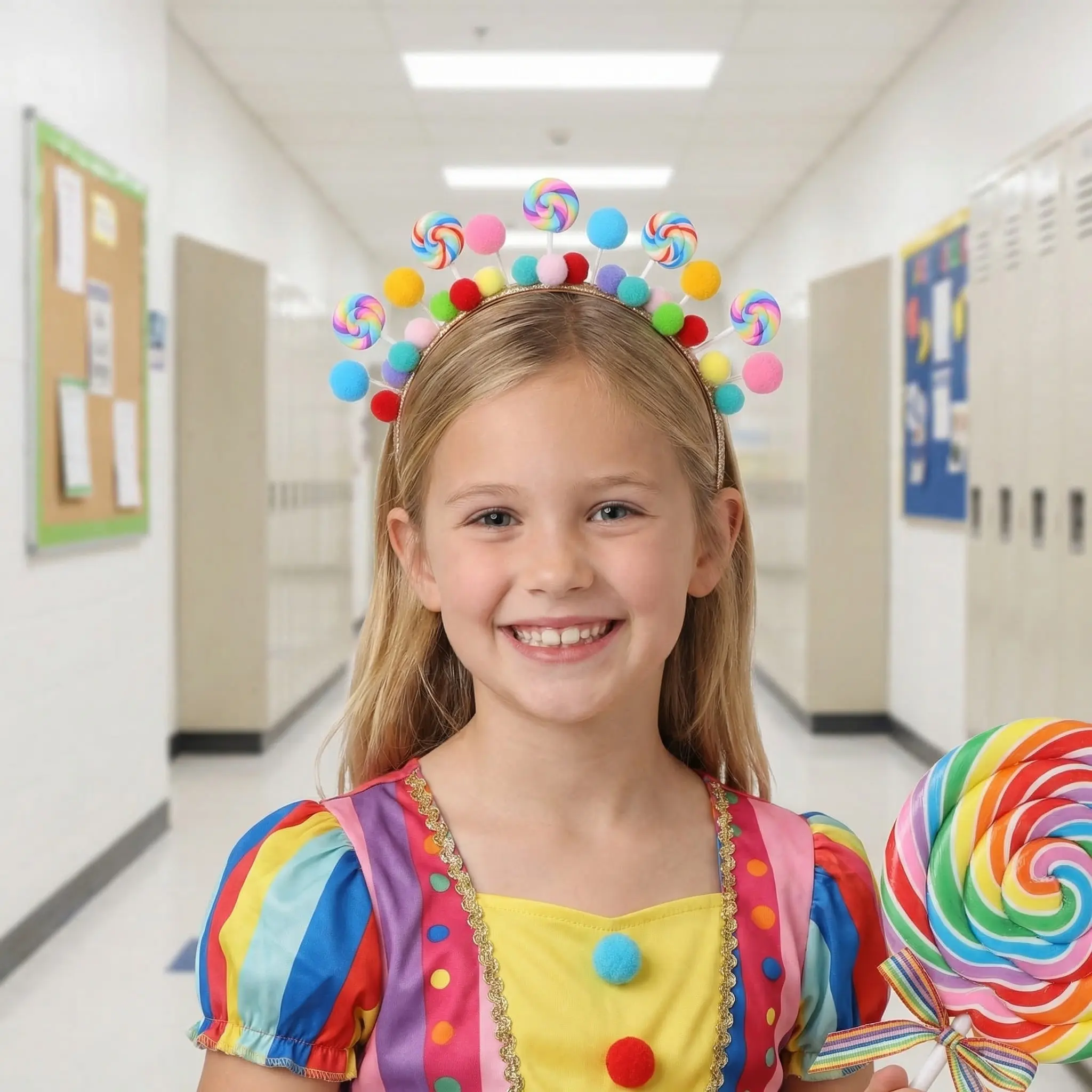 

Милая мультяшная повязка на голову в виде леденца для девочек, праздничный аксессуар для волос в стиле конфет, удобная посадка, для принцесс на день рождения и праздники