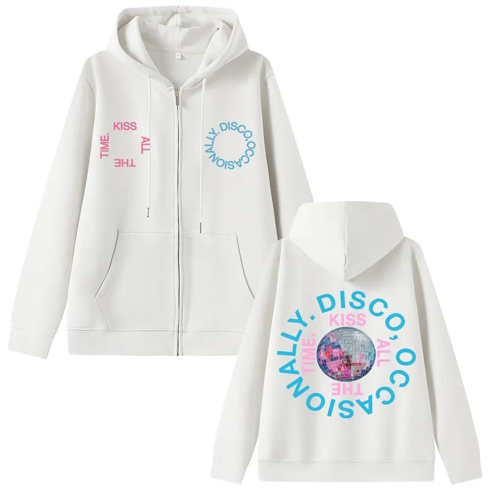 

Kiss All The Time Disco Occasionally Merch Zipper Hoodie Men Women Fashion Oversized Zip Up Jacket Male Casual Fleece Sweatshirt