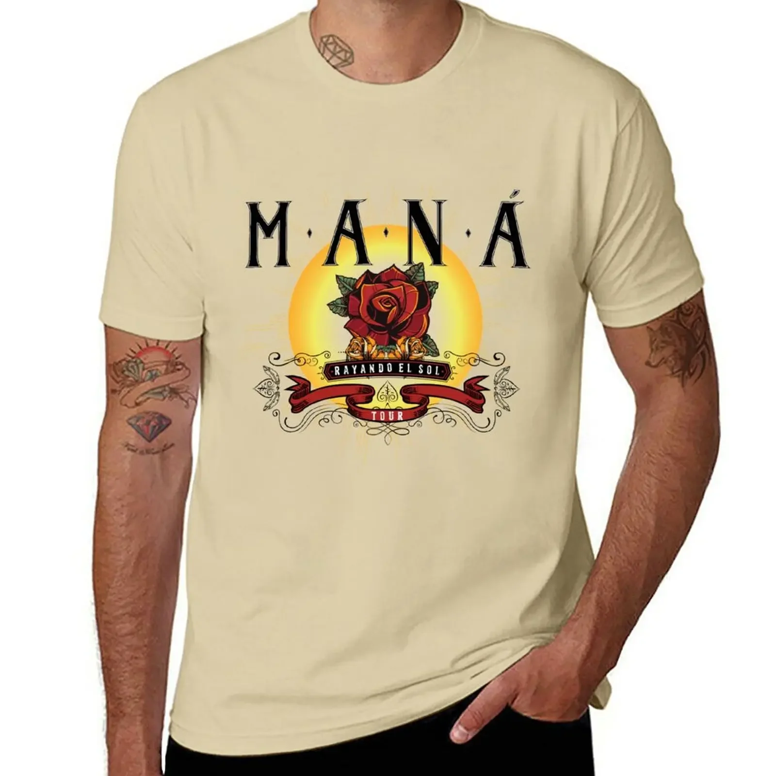 Camiseta de algodão para quatro temporadas, streetwear casual, tops de mangas curtas, camisas gráficas casuais, mana, rayando Tour, 2019, 2024