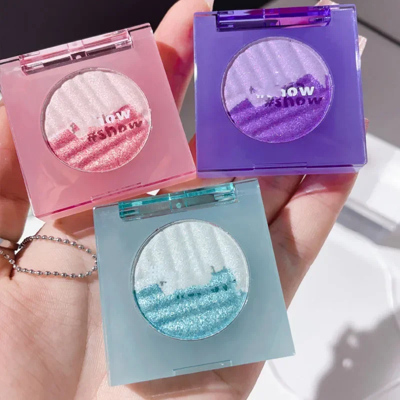 Purple High Gloss Two-color Highlighters Palette Makeup 3D Face Brighten Contour Shimmer Shadow Powder Body Illuminator