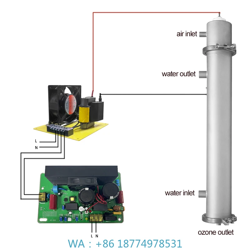 منقي مياه المزرعة لتنقية الهواء، مجموعة مولدات الأوزون لمعالجة المياه 100 جرام لتربية الأحياء المائية