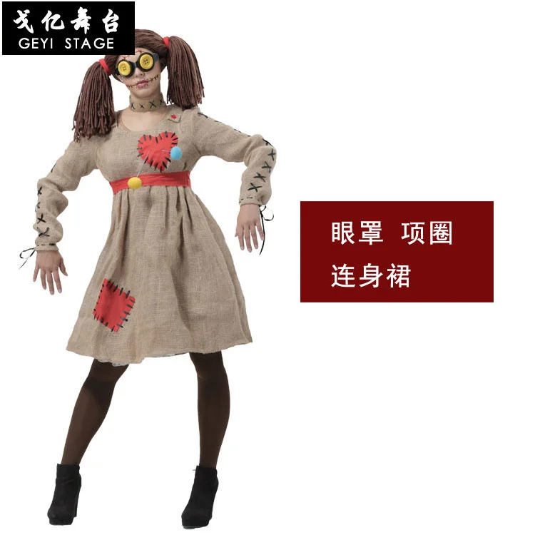 Halloween Adult Children Women Halloween Stage Performance Costume lino spaventapasseri Voodoo Doll Dress Up Costume