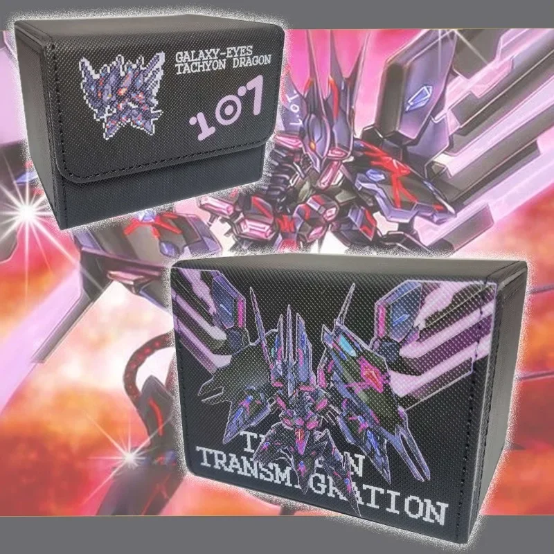 YuGiOh numero 107 Galaxy Eyes Tachyon Dragon Self Made Leather Storage Card Box Anime Classics Game Collection Cards Toy Gift