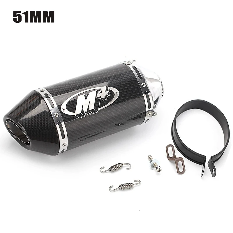 Silenciador de Escape Universal M4 de fibra de carbono para motocicleta, 51MM, 300CC, 600CC, 1000CC, para Honda R6 R3 Z1000 800 Z900 MT09