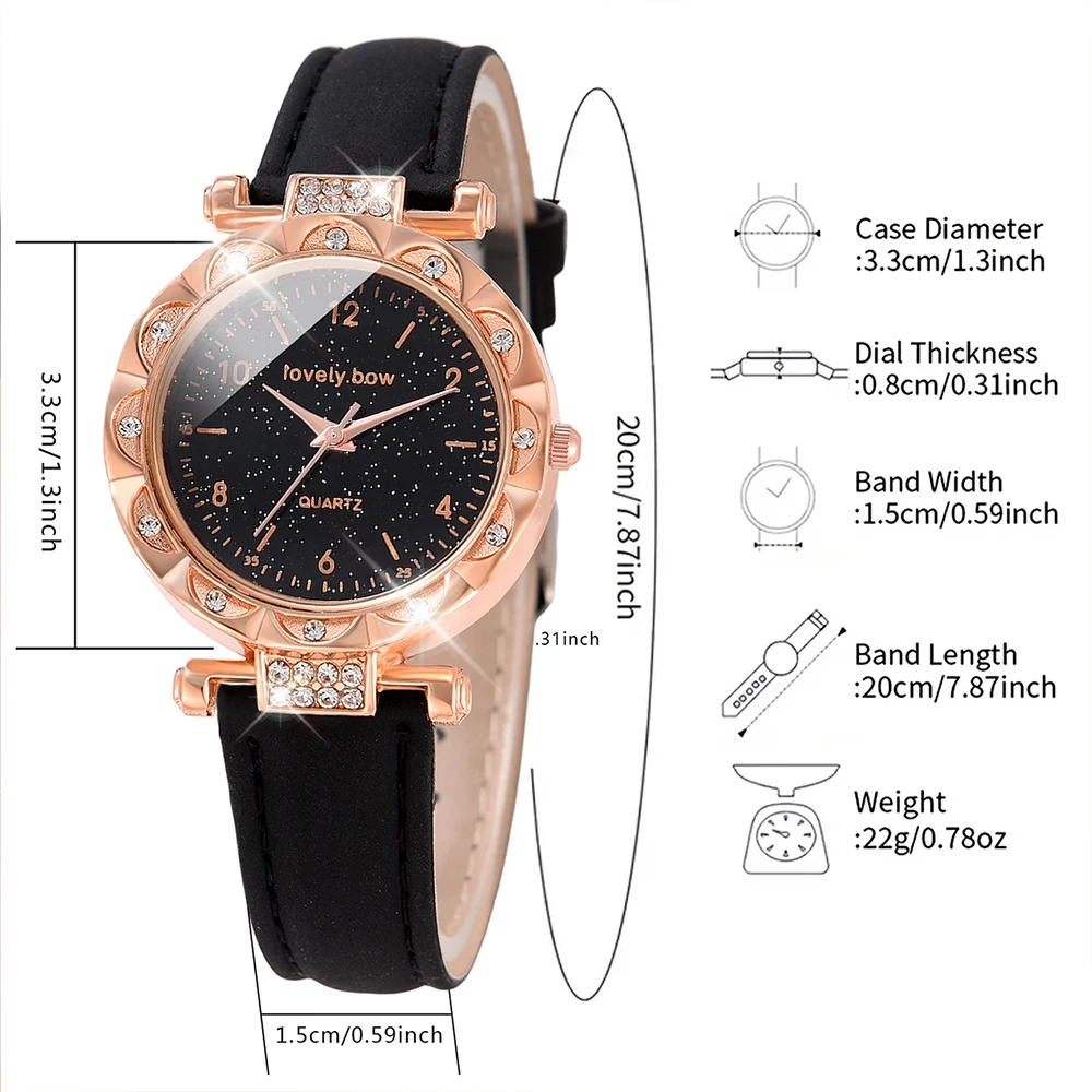 1PCS Simple Luxury Leather Strap Watch Black Casual Fashion Quartz Watch Is The Perfect Gift For Her (No Box)