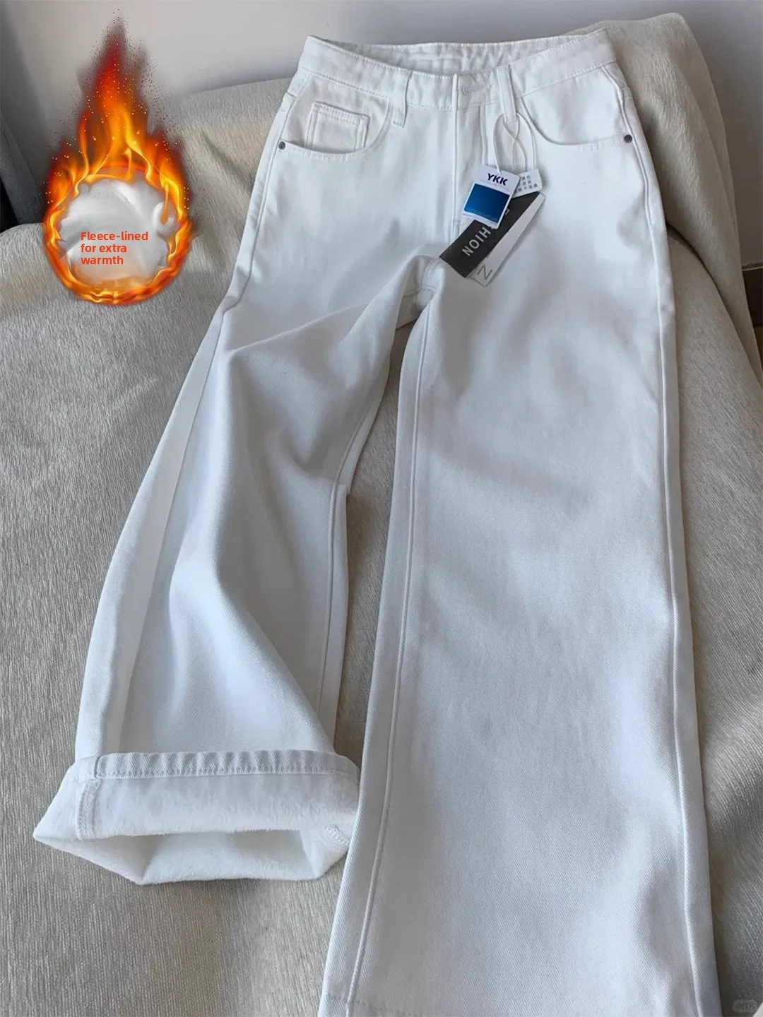 

Джинсы Cleanfit Thiened Fce с подкладкой, прямые, унисекс, зимние, теплые, стройнящие, длинные брюки, эластичные, повседневные