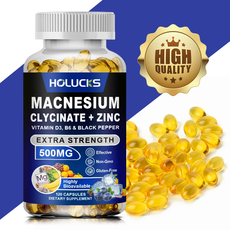 

Magnesium Glycinate & Zinc 500mg - Chelated Supplement - with Vitamin D3 & B6 - Support for Sleep, Muscle & Heart Health