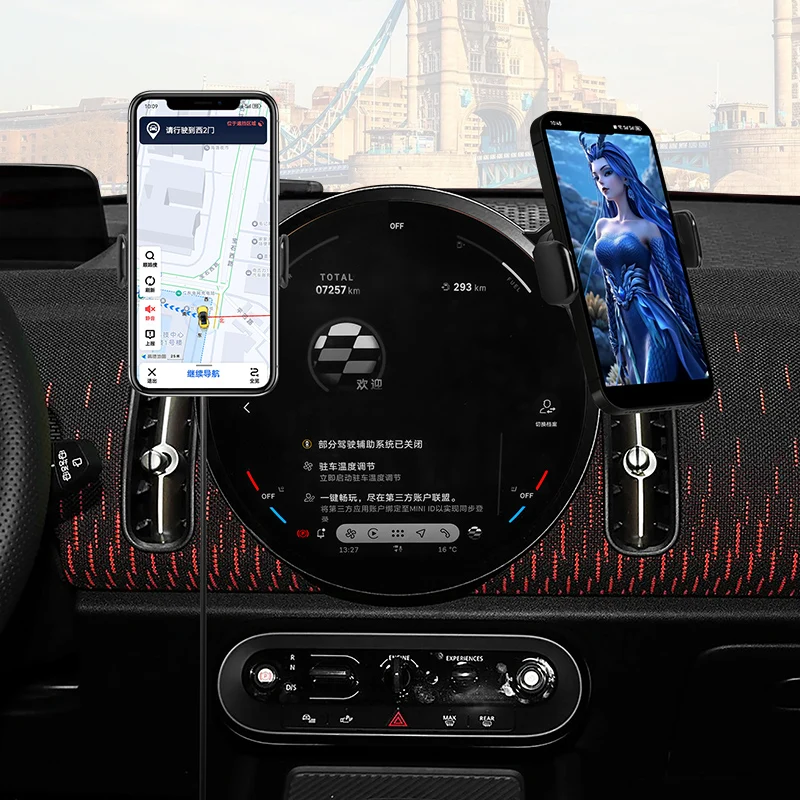 Dual-position Car Phone Holder Dashboard Center Console Screen Fixed Navigation Bracket for Mini Cooper U25 J01 J05 F65 F66 F67