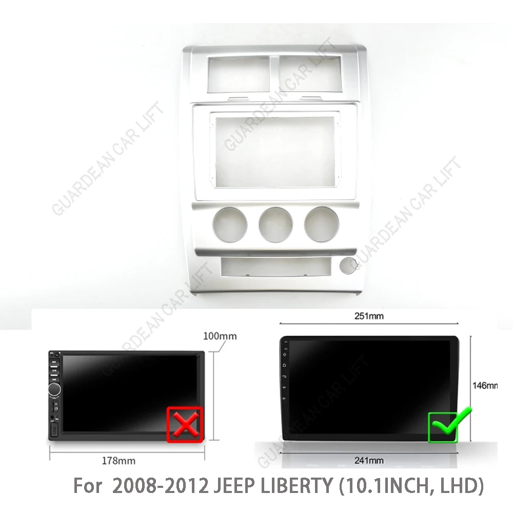 10.1 Inch Car Radio Fascias For 2008-2012 JEEP LIBERTY LHD Android Stereo Frame 2 Din Head Unit Panel With Cable Canbus Decoding