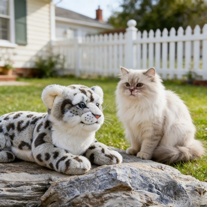 

1pc Realistic Snow Leopard Cat Plush Toy - 11.8 Inch Soft Suitable for Breeds & Sizes, Lifelooking Snow Leopard Cub with Models