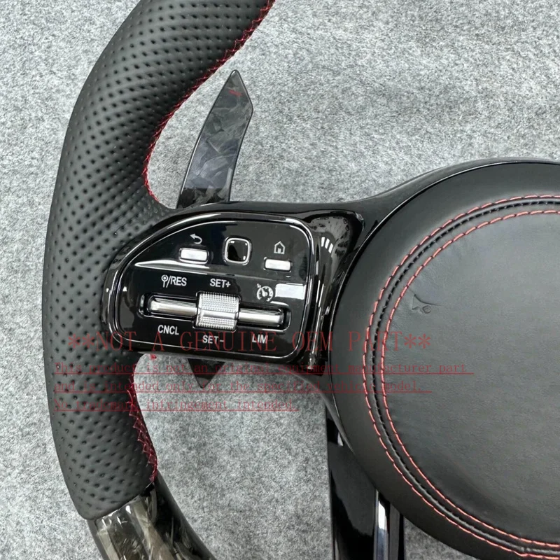 For Mercedes Benz Steering Wheel Horn Cover Horn Shell Decorative Cover Full Series Forged Texture Side Black Perforated Leather