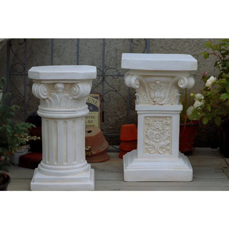 European Garden Roman Pillar Flower Pot Courtyard Villa Entrance Home Decoration Wedding Road Guide Sculpture Base Ornament