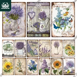 Putuo Decor Lavender Metal Signs Tin Poster Metal Vintage Sunflower Signs Retro Flower Tin Sign Daisy Wall Decor for Home Garden