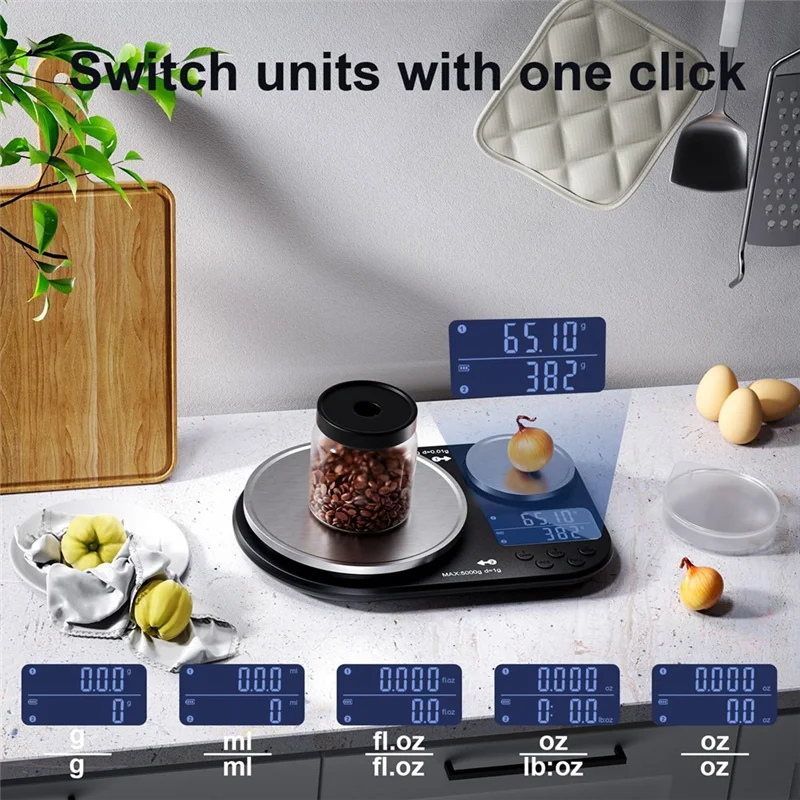 AWAH Digital Food Scale, Dual Platform Kitchen Scale With Stainless Steel Weighing Pan