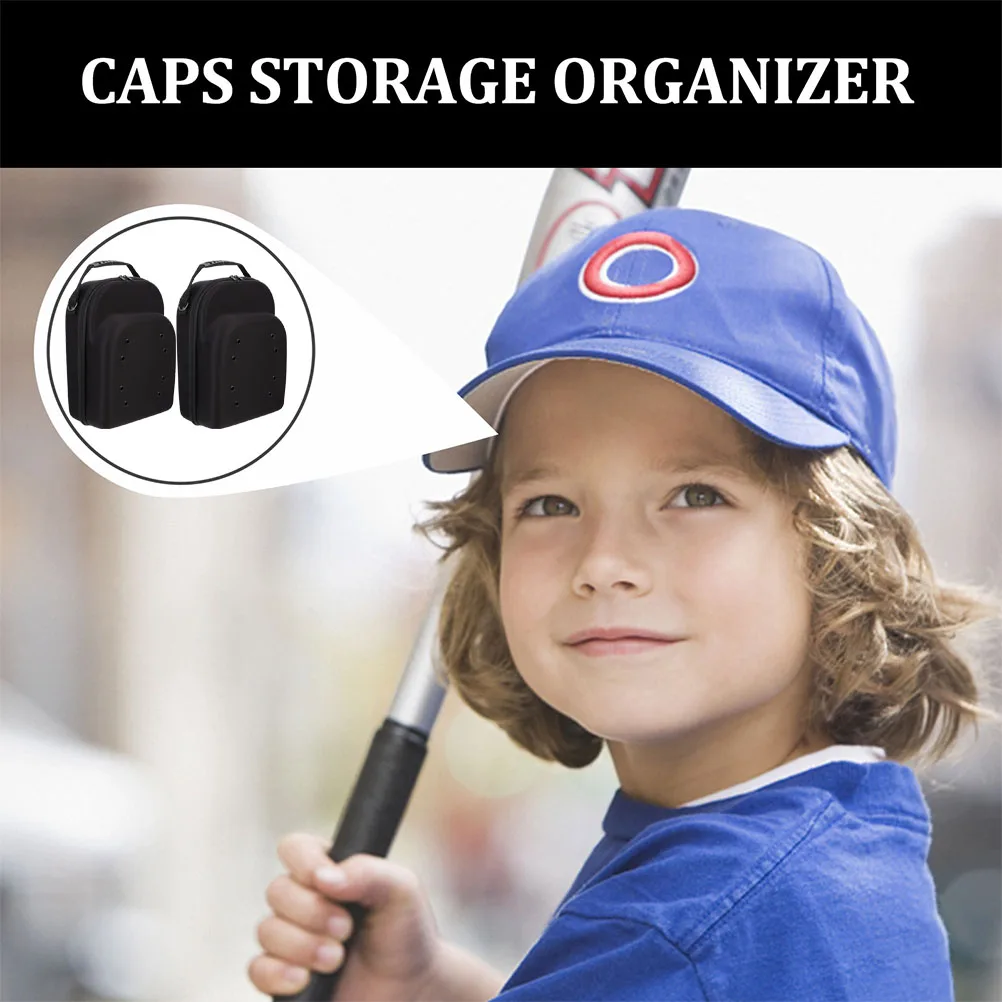 

2 Pcs Men Hats Baseball Cap Storage Bag Container Case for Travel Luggage Black Space-saving Organizer
