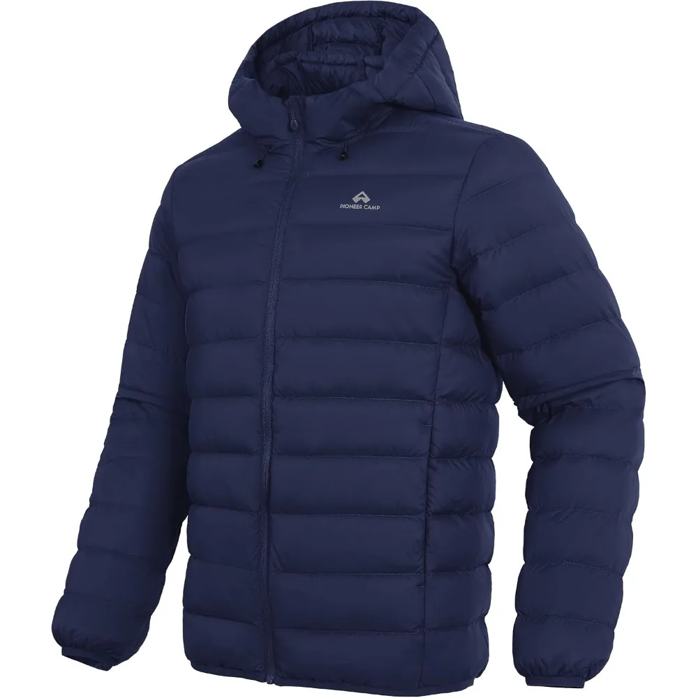 Pioneer Camp Men's Down Puffer Jacket with Hood Lightweight Packable Warm Insulated Thermal Puffy Winter Coat Ski Travel