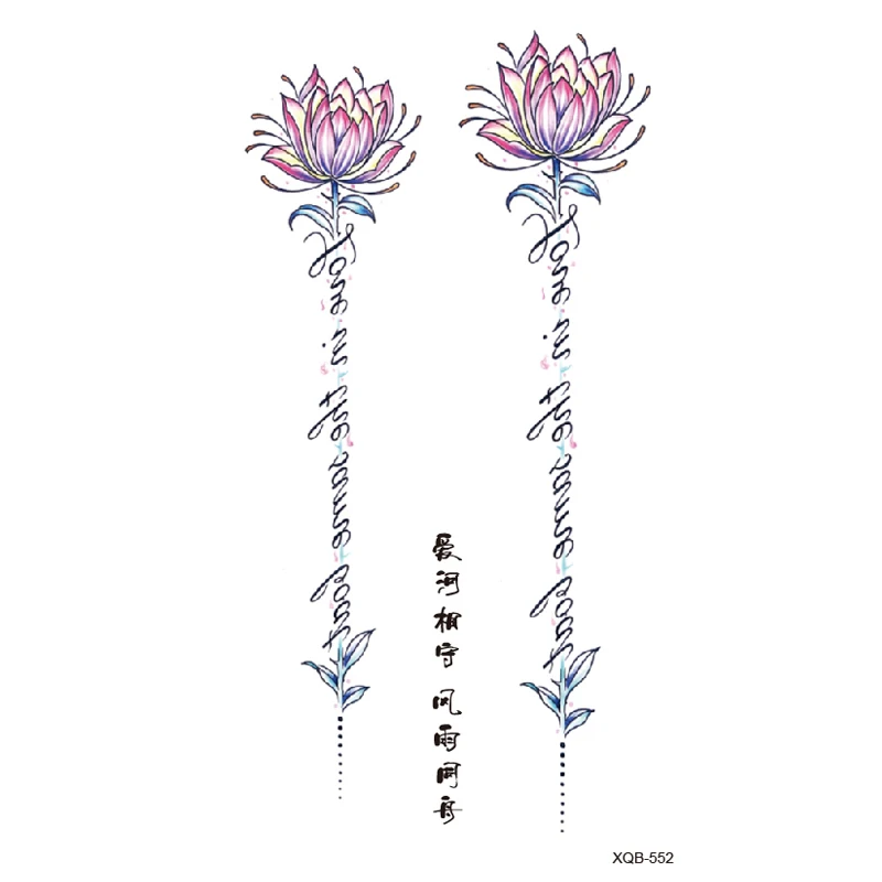 10Styles Lotus/Flower Waterproof Temporary Tattoos Men  Henna Tatoo Stickers Tattoo Body Art Fake Tattoos