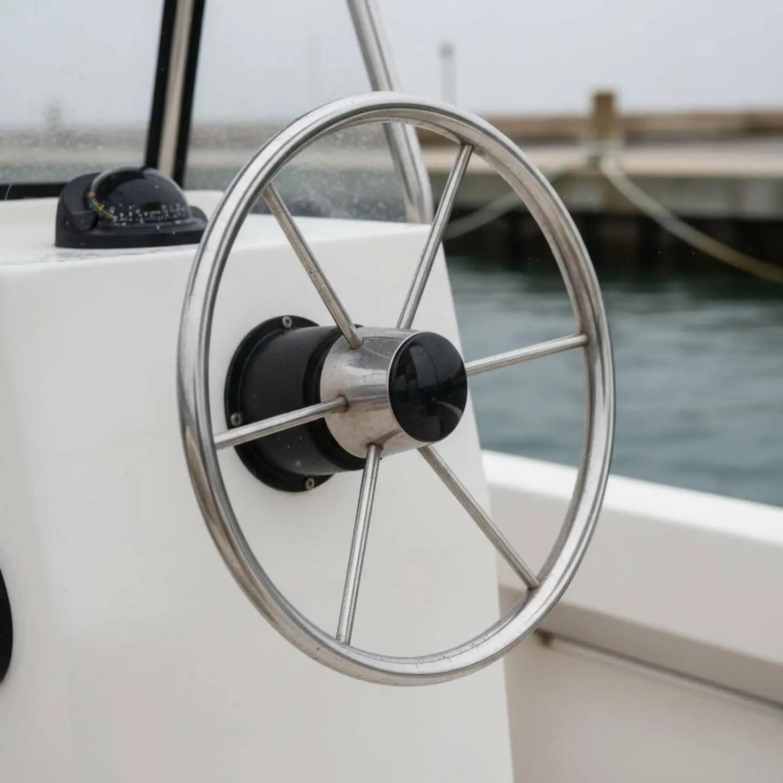 Boat Steering Wheel Stainless Steel Yacht Wheel with Smooth Rotating Knob for Single Hand Maneuvering in Tight Spots