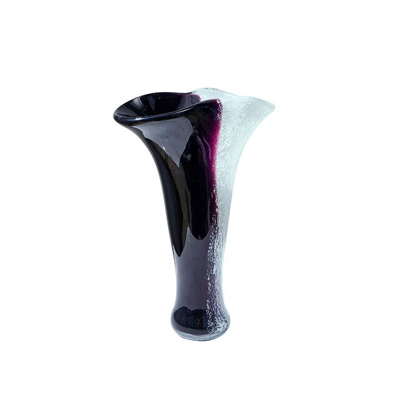 

Modern simple and light luxury black and white ink splicing glazed vase model room living room desktop advanced sense
