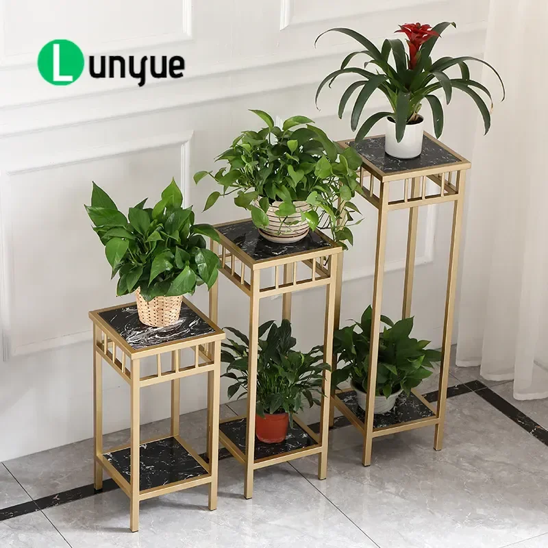 Nordic Marble Wrought Iron Flower Stand Multi Layer Plant Shelf for Living Room TV Cabinet Simple Home Decor Potted Plant