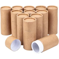 12PCS 50ml BurlyWood Kraft Paperboard Tubes Round Kraft Paper Containers for Pencils Tea Caddy Coffee Cosmetic Crafts Gift