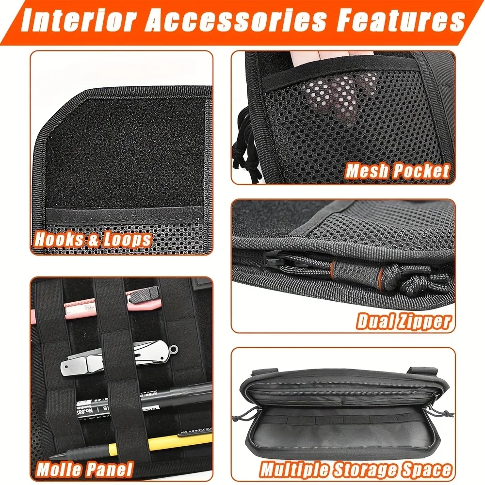 حقيبة تخزين حاجب الشمس للسيارة مع نظام مولي وإغلاق بسحاب مزدوج - منظم الكل في واحد عالي التحمل مع حزام مولي