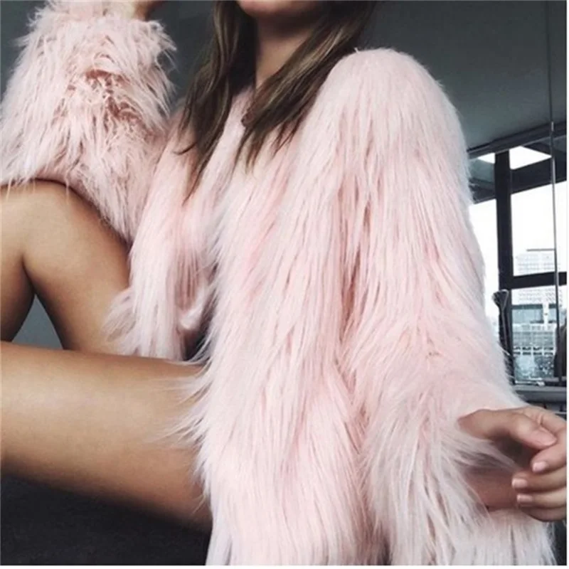 2024 Fall fashion faux fox fur coat Cropped Faux Fur Coat Women Winter 2023 Hot Cool Girls Fluffy Short Fur Jacket