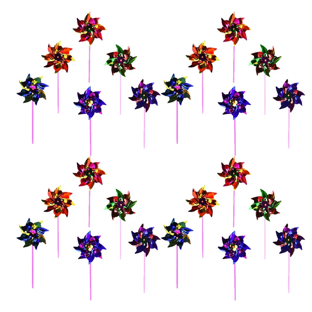 100 szt. tęczowych wiatraczków z drewnianą rączką, wielokolorowe, do ogrodu, na imprezy plenerowe, dekoracja podwórka, prezent dla dzieci, zabawny gadżet do zabawy