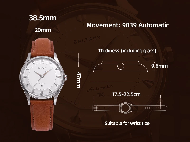 Baltany S4090 Pie-pan Dial-Uhr mit Dog-Leg-Armband, Retro-Herren-Automatikuhr, mechanische Armbanduhr, Business-Outdoor-Modeuhr – Detail 11