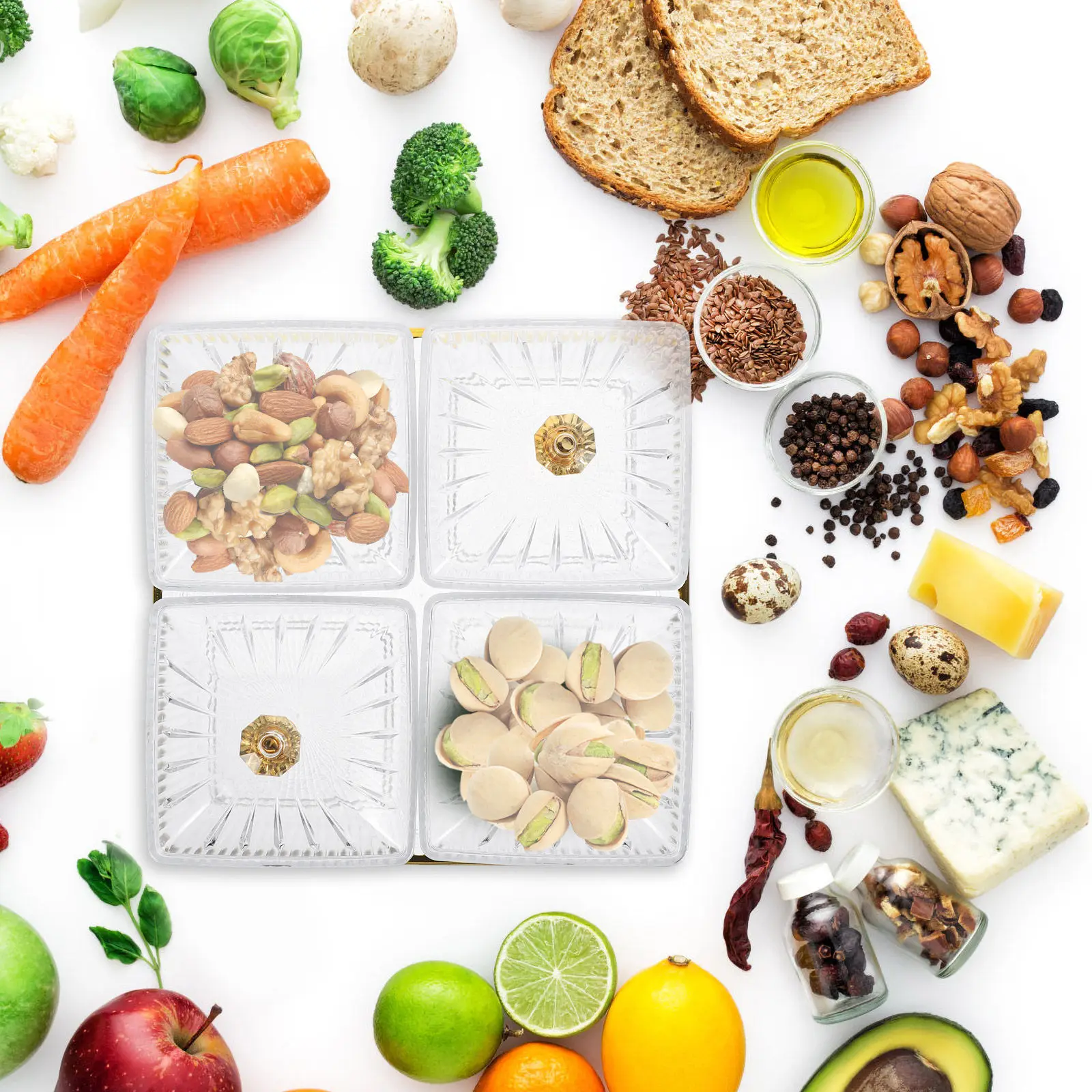 

1Set Snack Plate Sturdy Divided Serving Bowl Dried Fruit Holder Candy Storage Tray Perfect for Family Kitchen Serving