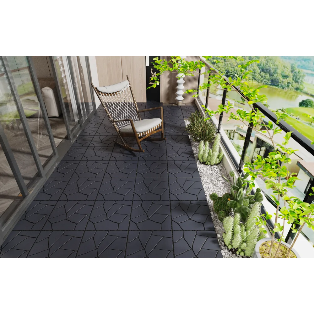 DIY Module Interlocking Decking Tiles Floor Tile Easy and Quick Installation Court Tiles for Porch Poolside Balcony 44pc