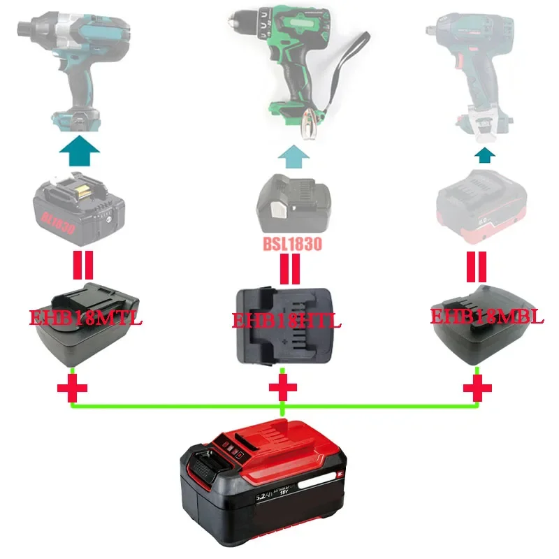 EHB18MTL EHB18MBL EHB18HTL Adapter Converter For Einhell Li-ion Battery For Hitachi Hikoki For Metabo  For Makita Lithium Tool