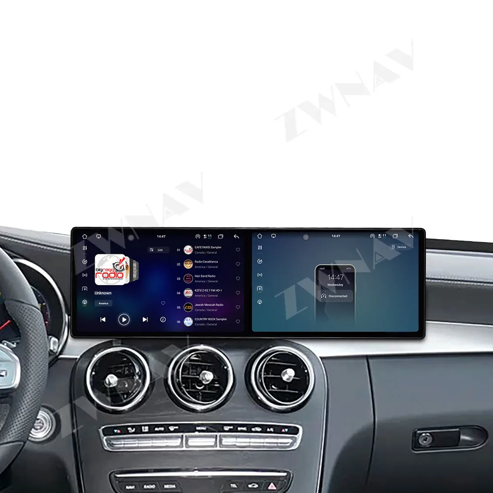 

Dual screen 9.1” For Mercedes-Benz C/GLC W205 2020-2021 Android 15 auto GPS navigation carplay multimedia player radio wireless
