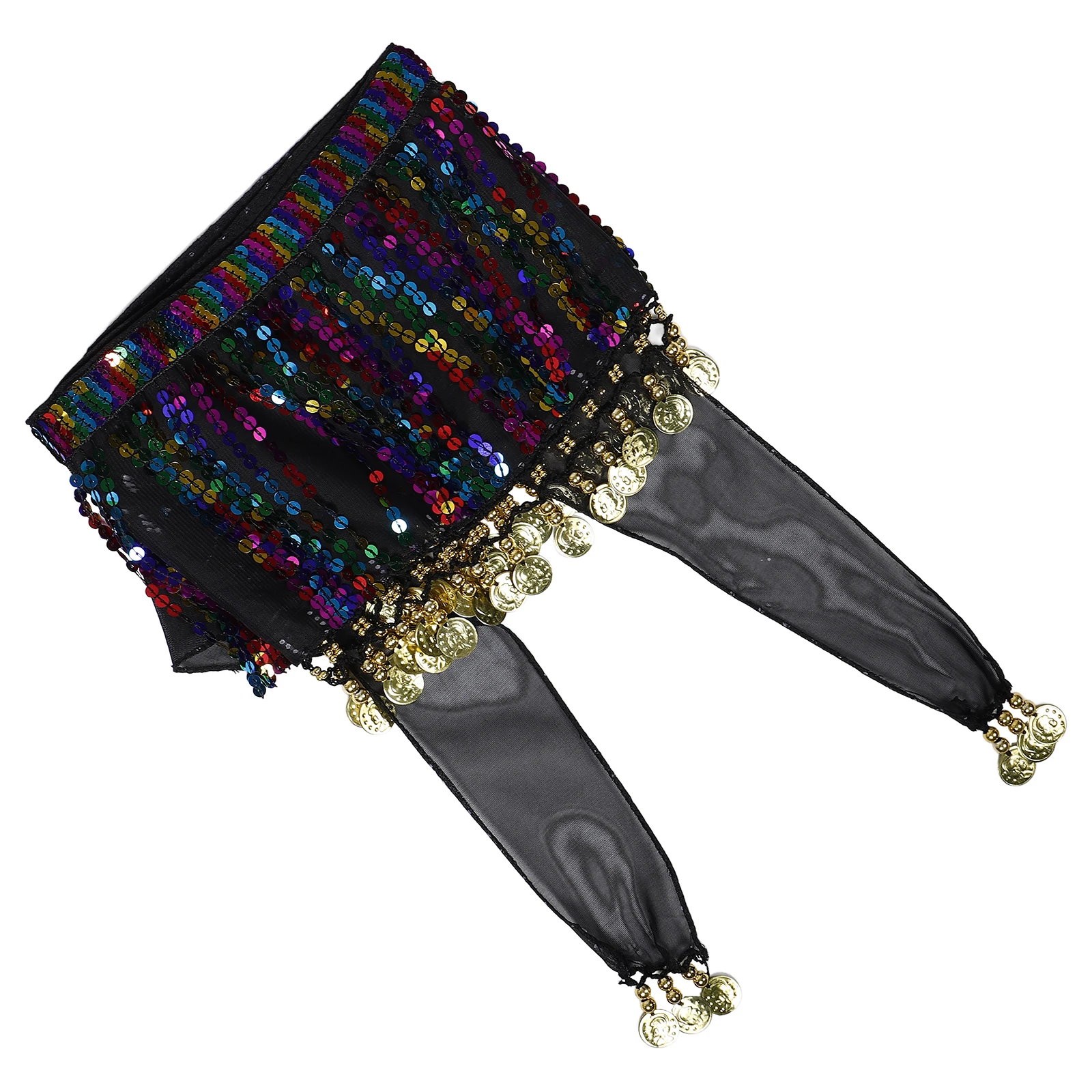 

Chiffon Sequin Hip Scarf Belly Dancer Waist Sash Adjustable Skirt Costume Accessories Women Dance Pirate Waist Sash Coin