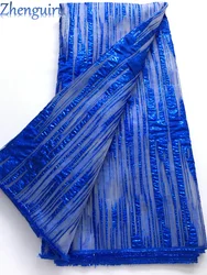 Blue French Organza Lace Fabric 2025 High Quality African Brocade Lace Fabric Jacquard For Nigerian Wedding Party Dress A3409