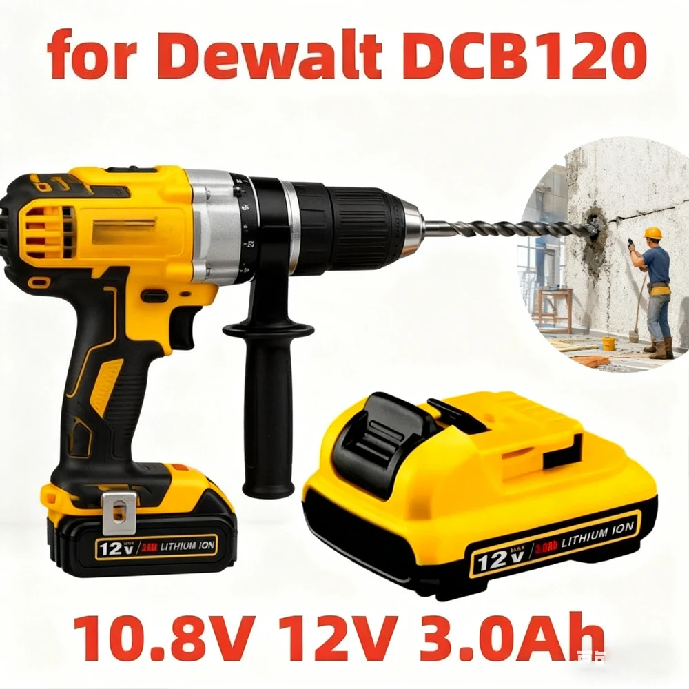 

For Dewalt 12V 3.0Ah Li-Ion Battery - DCB183-XJ - DCB120 Compatible with all and Garden DeWalt Tools - Charging Indicator Light