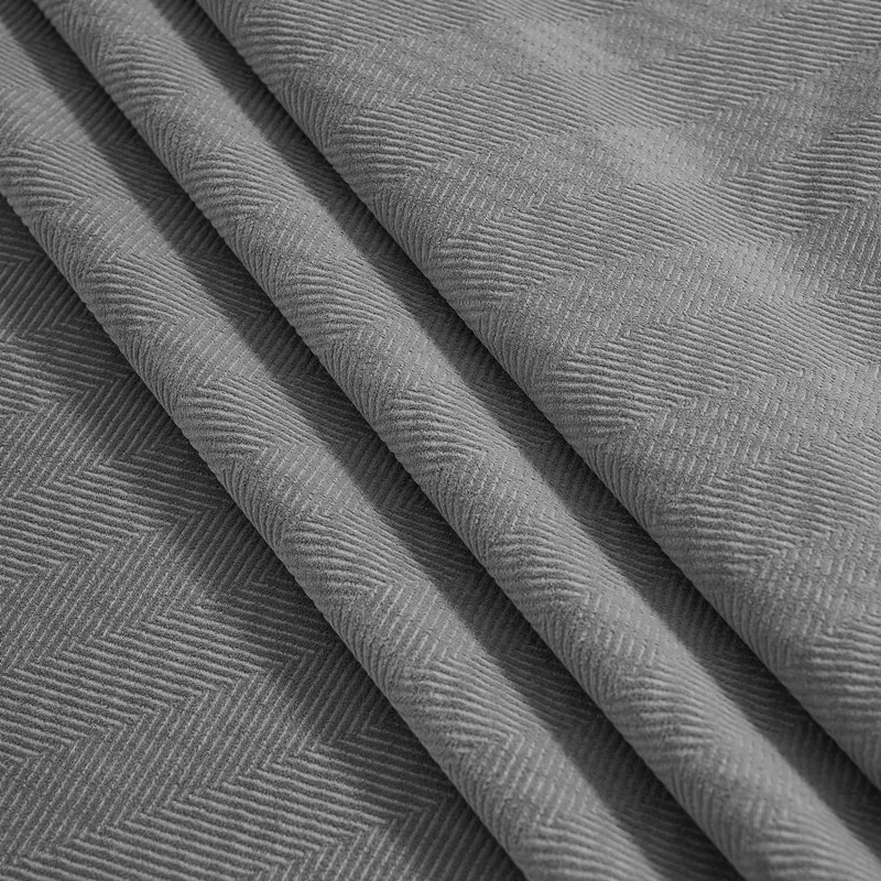 Velvet Living Room Curtains Thermal Insulated Drapes for Bedroom/Living Room Herringbone Flannel Textured Heavy Curtains