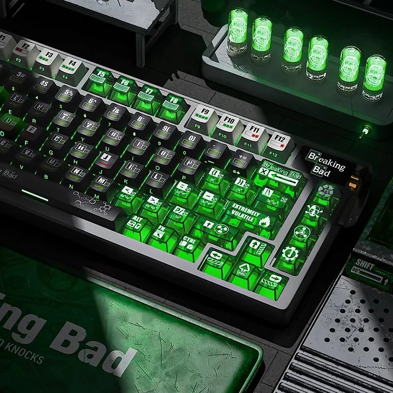 Keyboard Keycaps Translucent PBT+PC Cherry Profile Heisenberg Side Carved Key Caps Mechanical Keyboard Wooting60 Ace68 Made 60