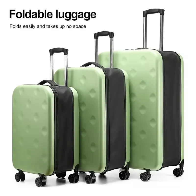 20inch 24Inch 28inch Lady Travel Luggage 3-Piece in 1 set Collapsible Trolley Case Hardside Carry-On Suitcase Set