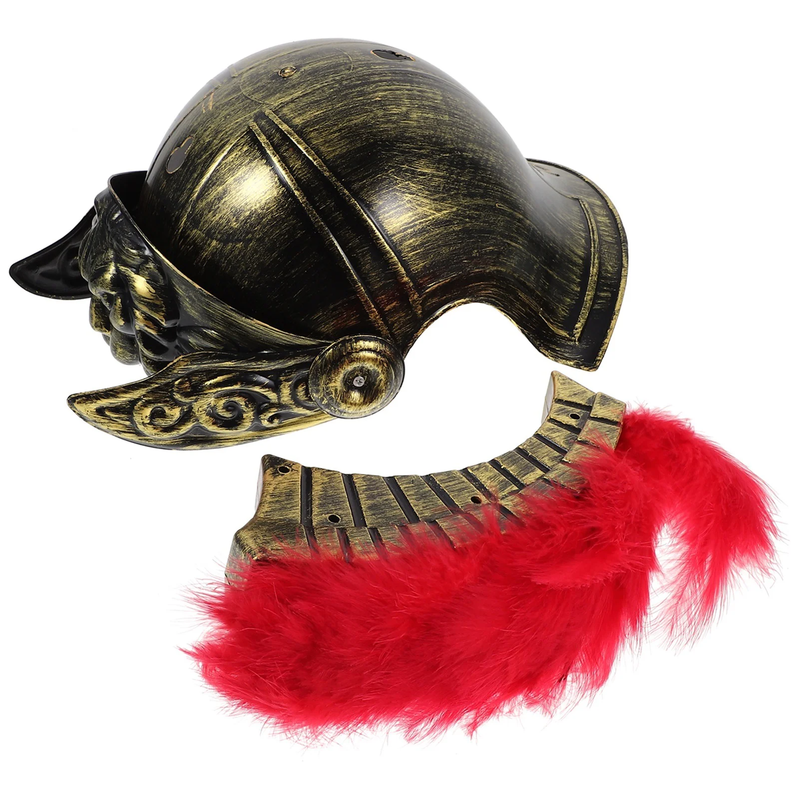 Samurai Hat Roman Costume Accessory Gladiator Soldier Mask Delicate Details Adults Men Plastic Decorative Golden Prop