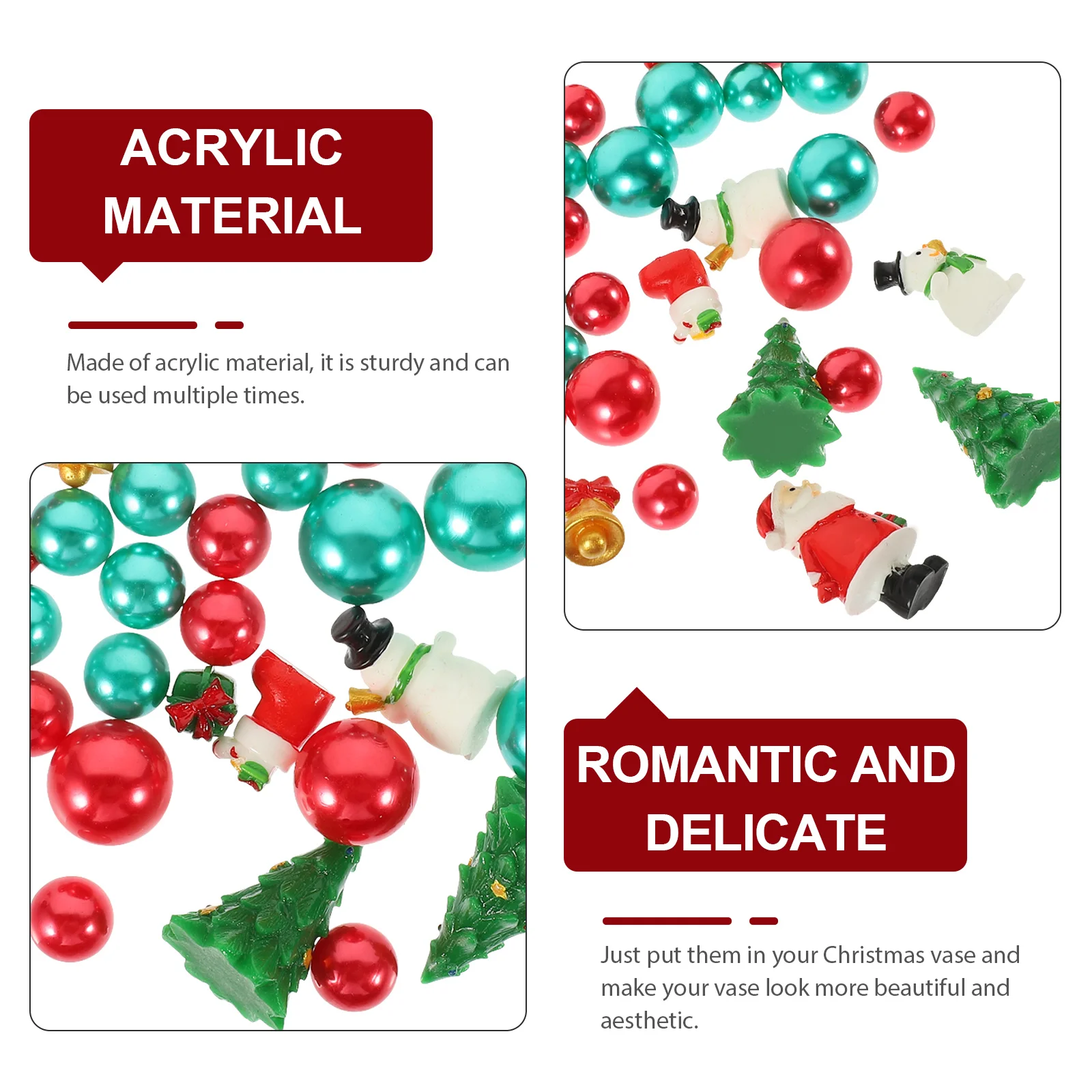 

1Set Snowman Pearl Decorative Vase Filler Acrylic Beads for Wedding Party Christmas Centerpieces Floating Ornaments Vase Decor