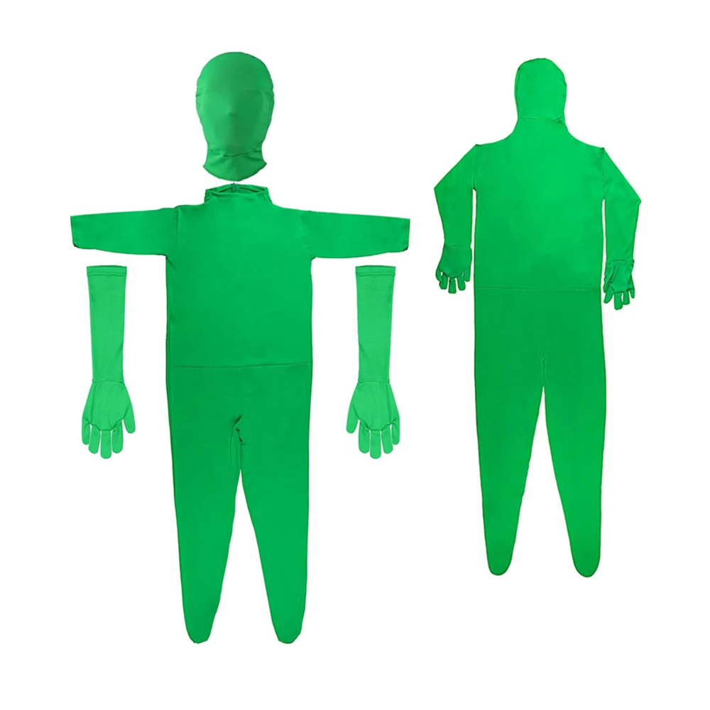 Stretchy Body Green Screen Photography Accessory Suit Comfortable Tight Fit for Invisible Chroma Key Background