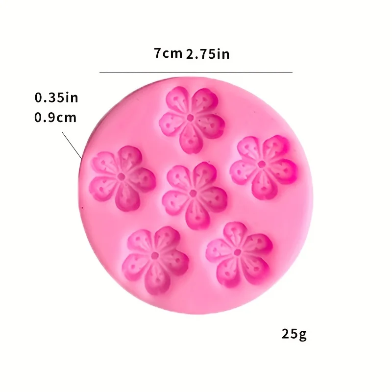 1 Piece, Sugar Flipping Silicone Six Link Peach Blossom Shaped Baked Edge Handmade Decorative Silicone Mold