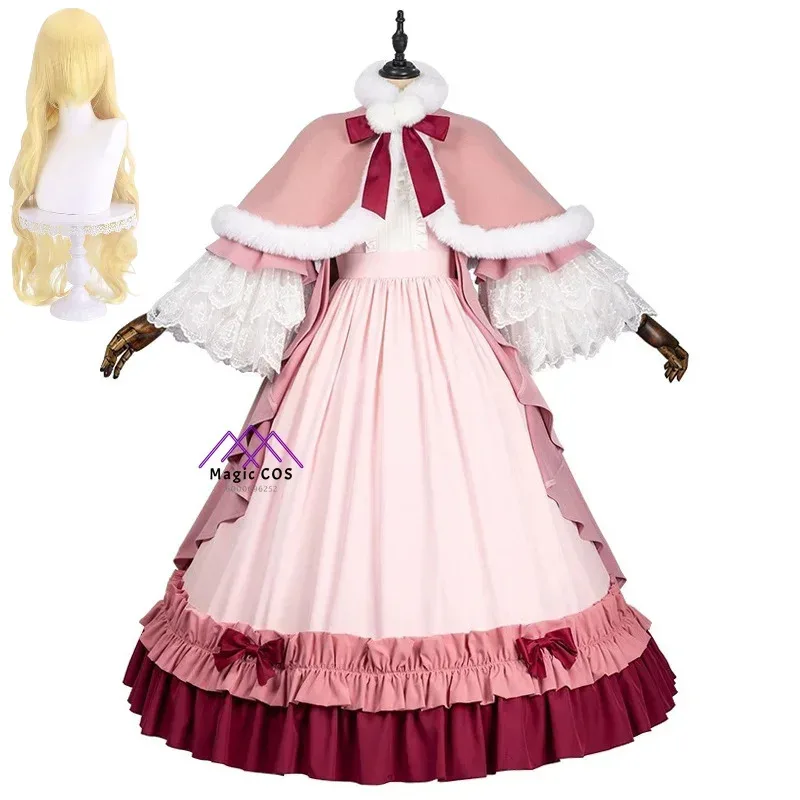

Victorique De Blois Cosplay Costume Wig Anime Gosick Pink Dress Maid Lolita Uniform Cloak Hairpin Halloween Party Women Anime