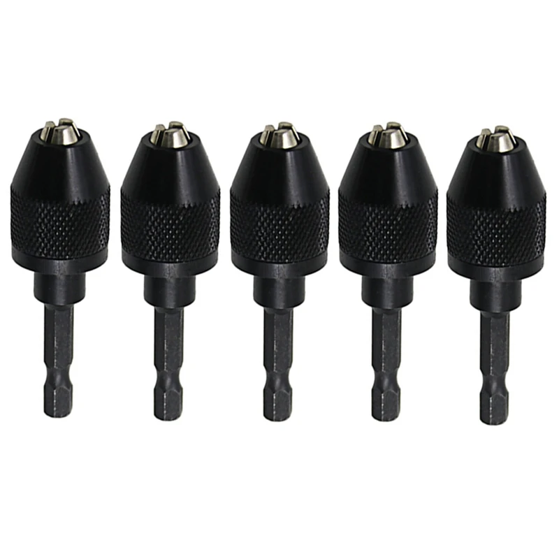 5Pcs Keyless Drill Chuck For Impact Driver, Chuck Conversion Adapter, 1/4Inch Hex Shank Convert Cordless Screwdrivers