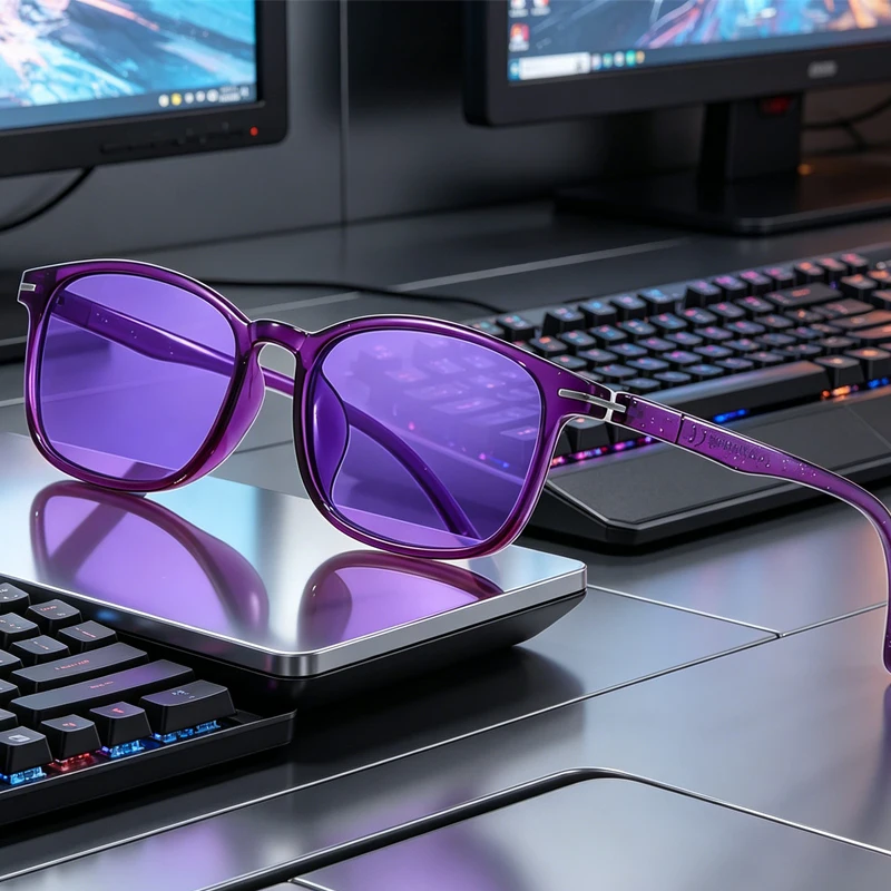 Ultralight Purple Lenses Blue Light Blocking Glasses for Men Trendy Blue Eyeglasses Frame Outdoor Anti-UV Computer Glasses Women