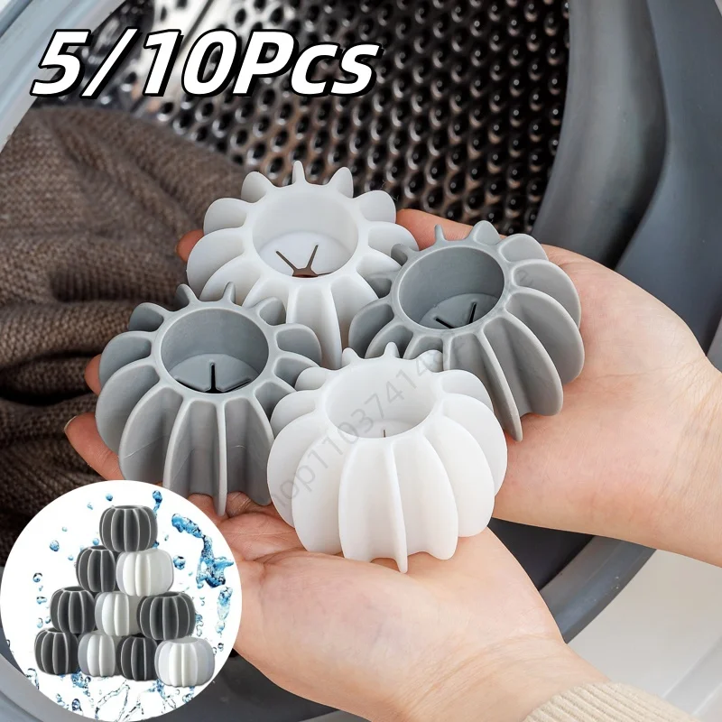 5/10Pc Reusable Silicone Laundry Ball Anti-tangle Clothes Cleaning Ball Washing Machine Stain Removal Hair Catcher Cleaning Tool