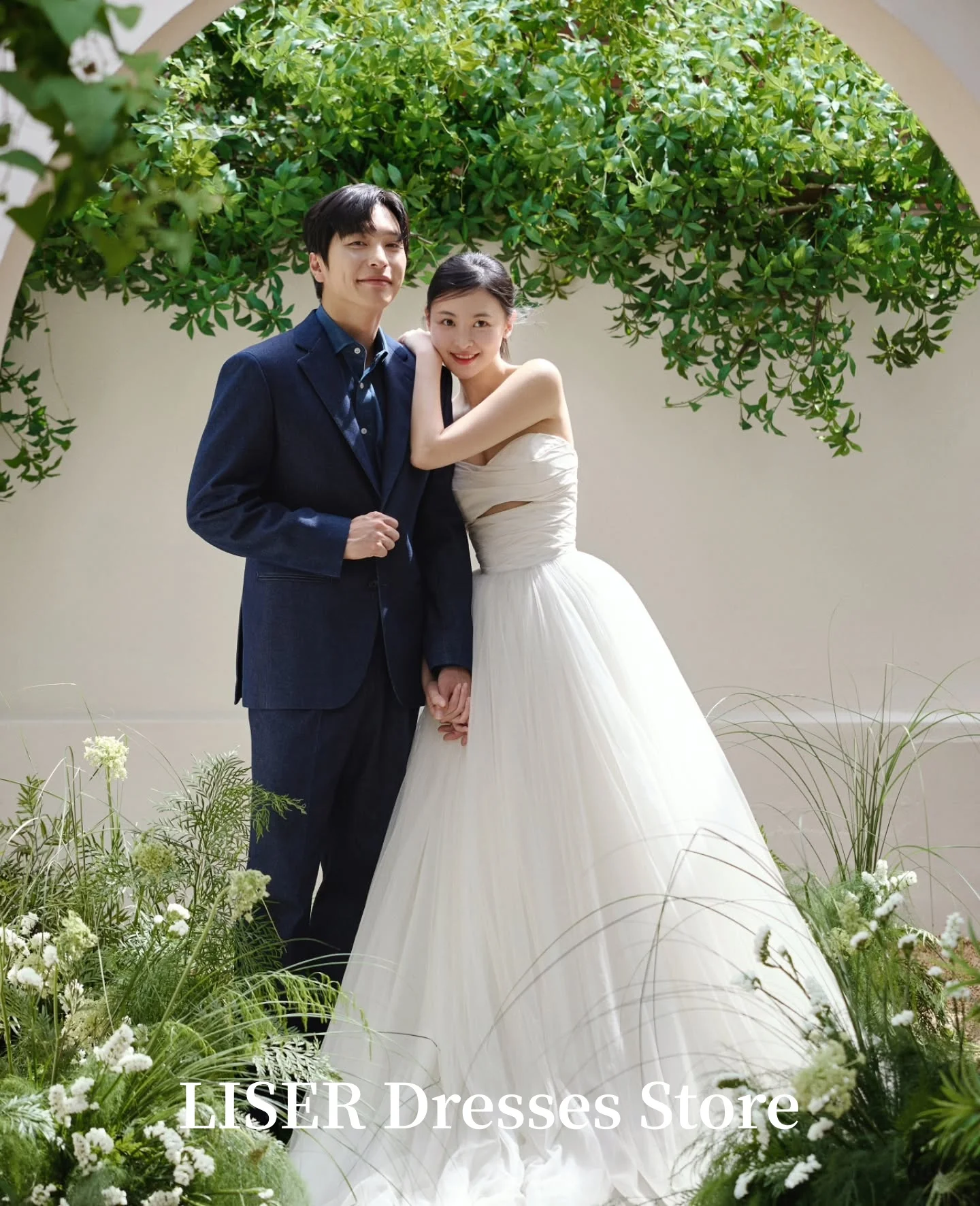 Liser A-Line Fairy Korea Wedding Dresses Sweetheart Simple Silk Tulle Elegant Bridal Gowns Customized 웨딩드레스 Photo Shoot
