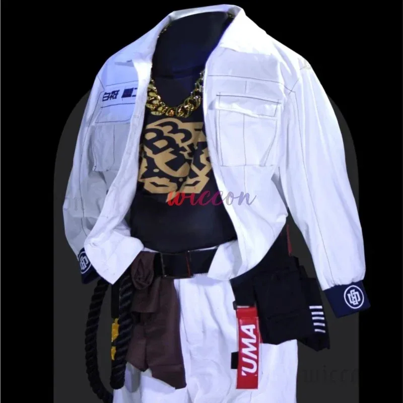 FC6Game Zenless Zone Zero Ben Bigger 코스프레 의상 남성용 화이트 코트 자켓 작업복 Ben Bigger Cosplay Plus Size Halloween @FC8!